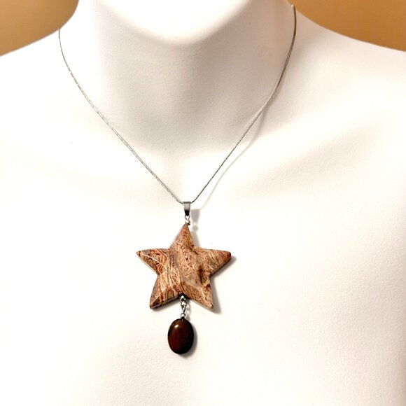 2/$20, Large Earthy Crazy Lace Agate Pendant, Genuine Gemstone Star Pendant - Picture 9 of 13
